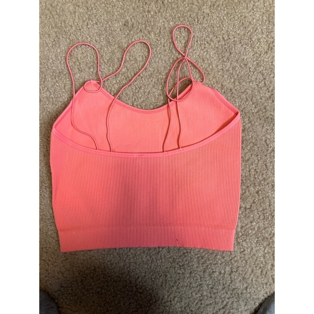 Zenana Phoebe‎ Double Strap Ribbed Brami Coral Pink NT-6023AB L/XL New - Picture 2 of 5